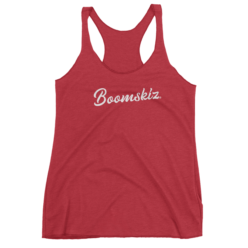 BOOMSKIZ® Script Womens Racerback Tri-blend Tank Top - Vintage Red #boomskiz