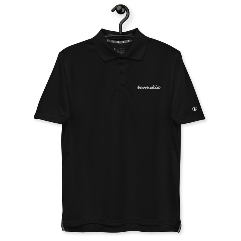 BOOMSKIZ® Script Embroidered Performance Polo - Black