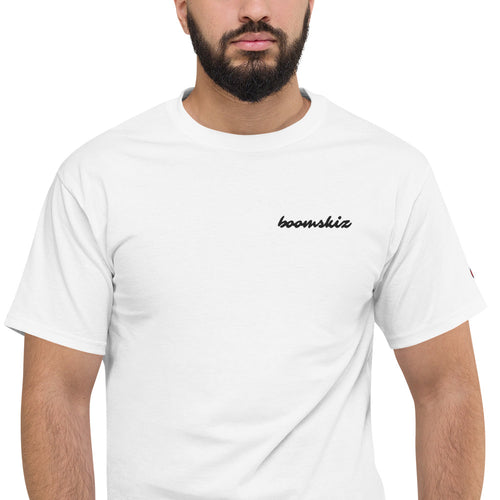 BOOMSKIZ® Script Embroidered Champion T-Shirt - White