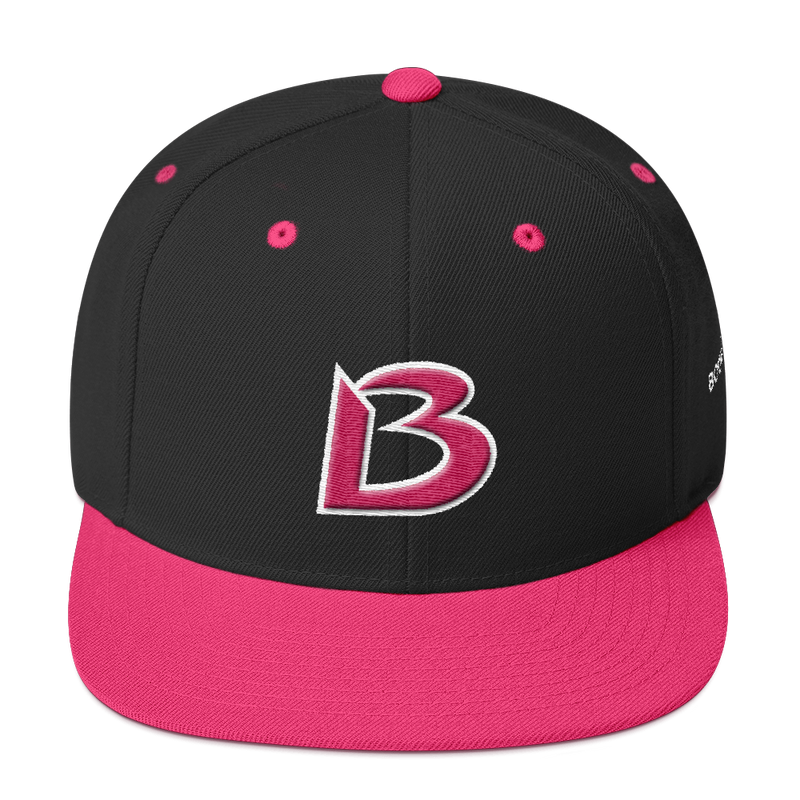 BOOMSKIZ® Signature B Snapback Hat - Black/ Neon Pink