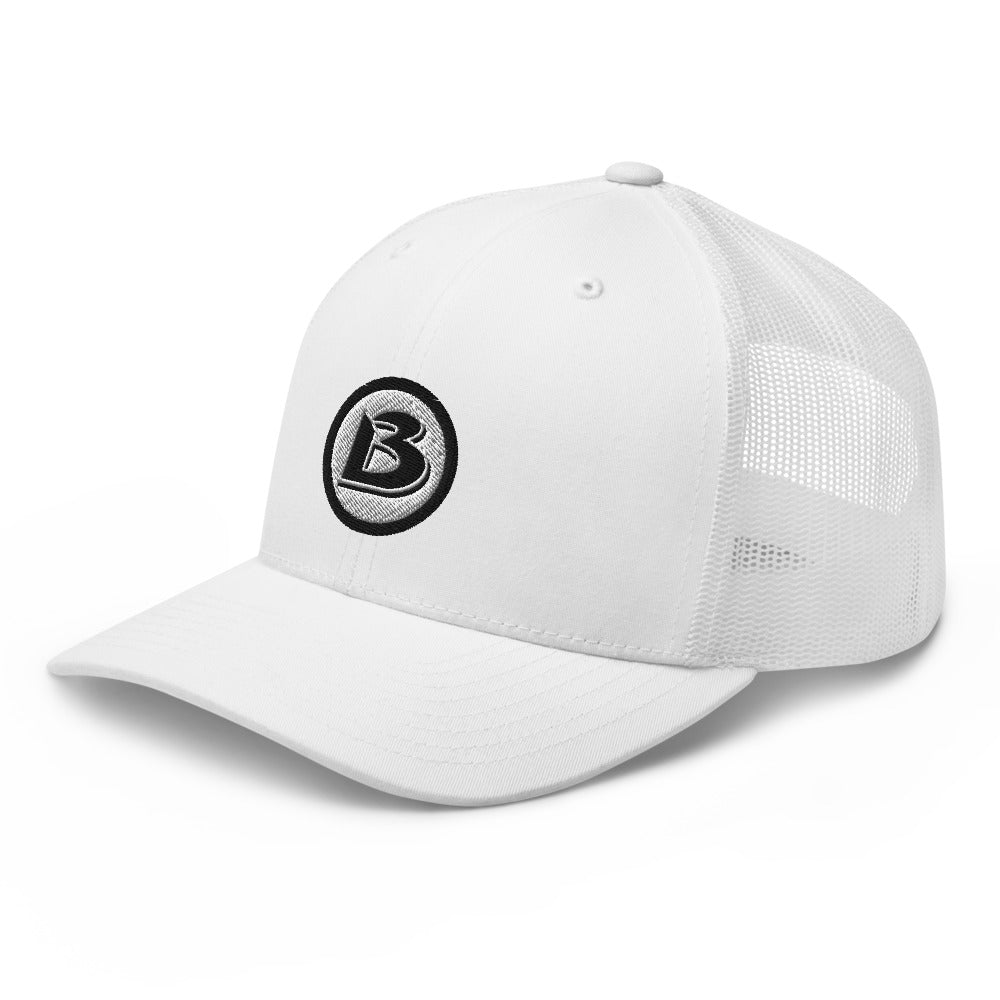 BOOMSKIZ® B Logo Retro Trucker BOOMSKIZ® Apparel Cap - White –