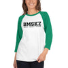 BMSKZ™ BAS Collegiate Raglan Shirt - White/ Kelly