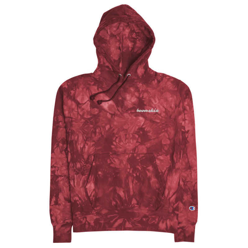 BOOMSKIZ® Script Embroidered Champion Tie-Dye Hoodie - Mulled Berry